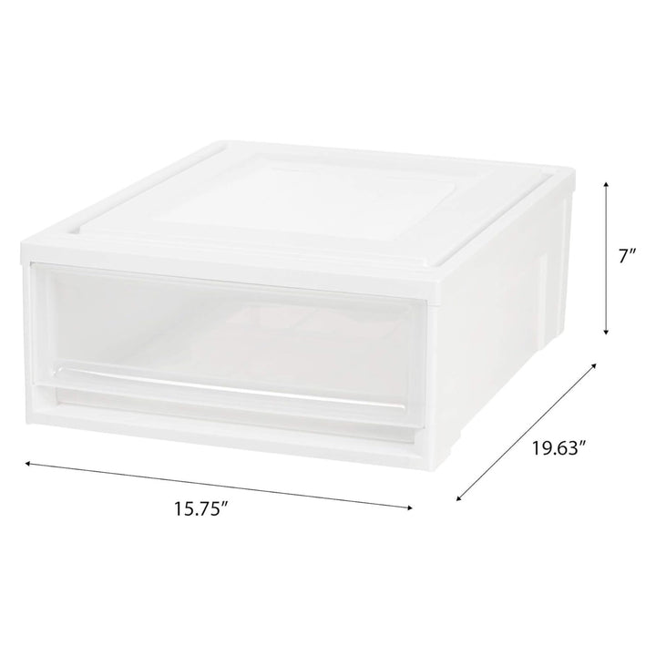 IRIS Shallow Box, Plastic Storage 22qt Stackable Chest Drawers, 4pk (Open Box)