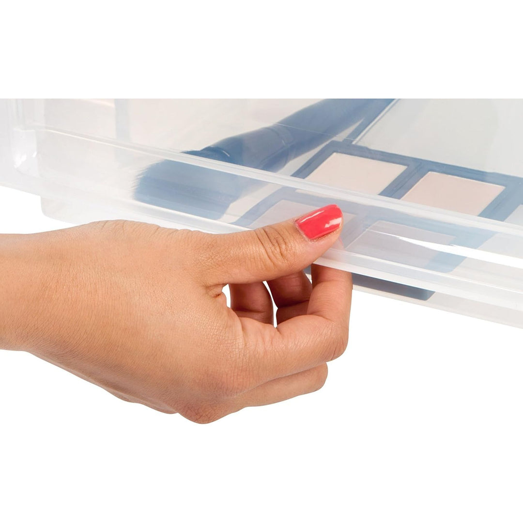 IRIS Shallow Box, Plastic Storage 22qt Stackable Chest Drawers, 4pk (Open Box)