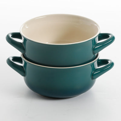 Crock-Pot 7 Quart Covered Dutch Oven, Teal & Gibson 30 Ounce Soup Bowl (2 Pack)