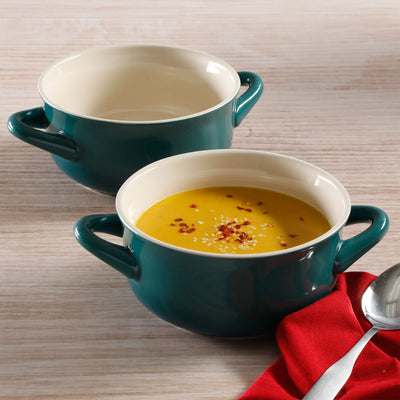 Crock-Pot 7 Quart Covered Dutch Oven, Teal & Gibson 30 Ounce Soup Bowl (2 Pack)