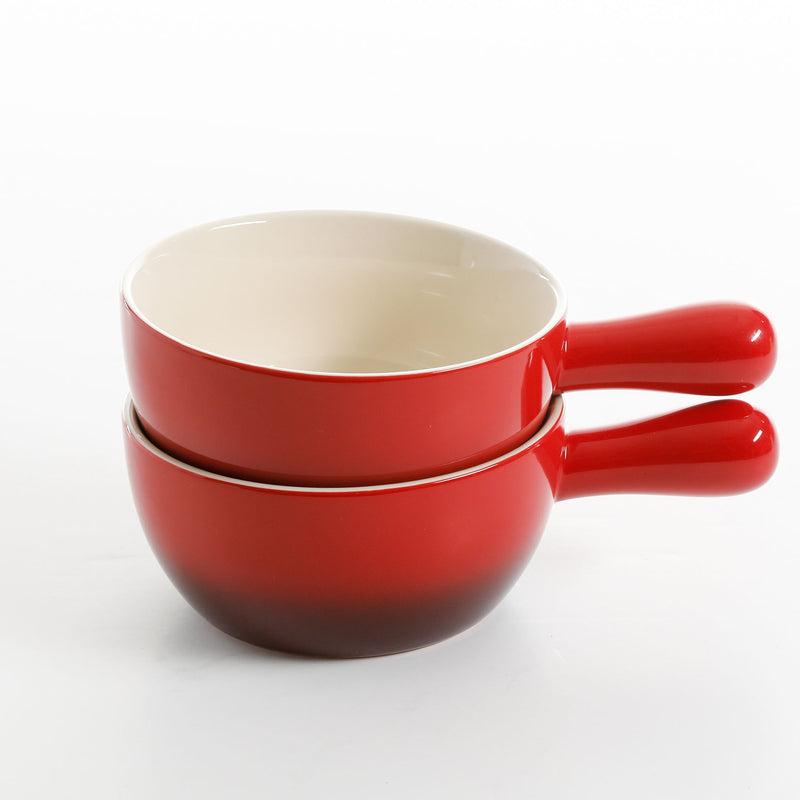 Crock-Pot 22oz Artisan Stoneware Soup Bowl w/ Handle, 2 Pack, Red Gradient