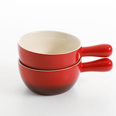 Crock-Pot 7 Qt Cast Iron Dutch Oven + Gibson CrockPot Stoneware Soup Bowls, Red
