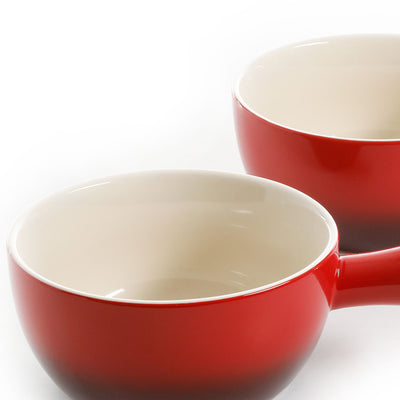 Crock-Pot 22oz Artisan Stoneware Soup Bowl w/ Handle, 2 Pack, Red Gradient