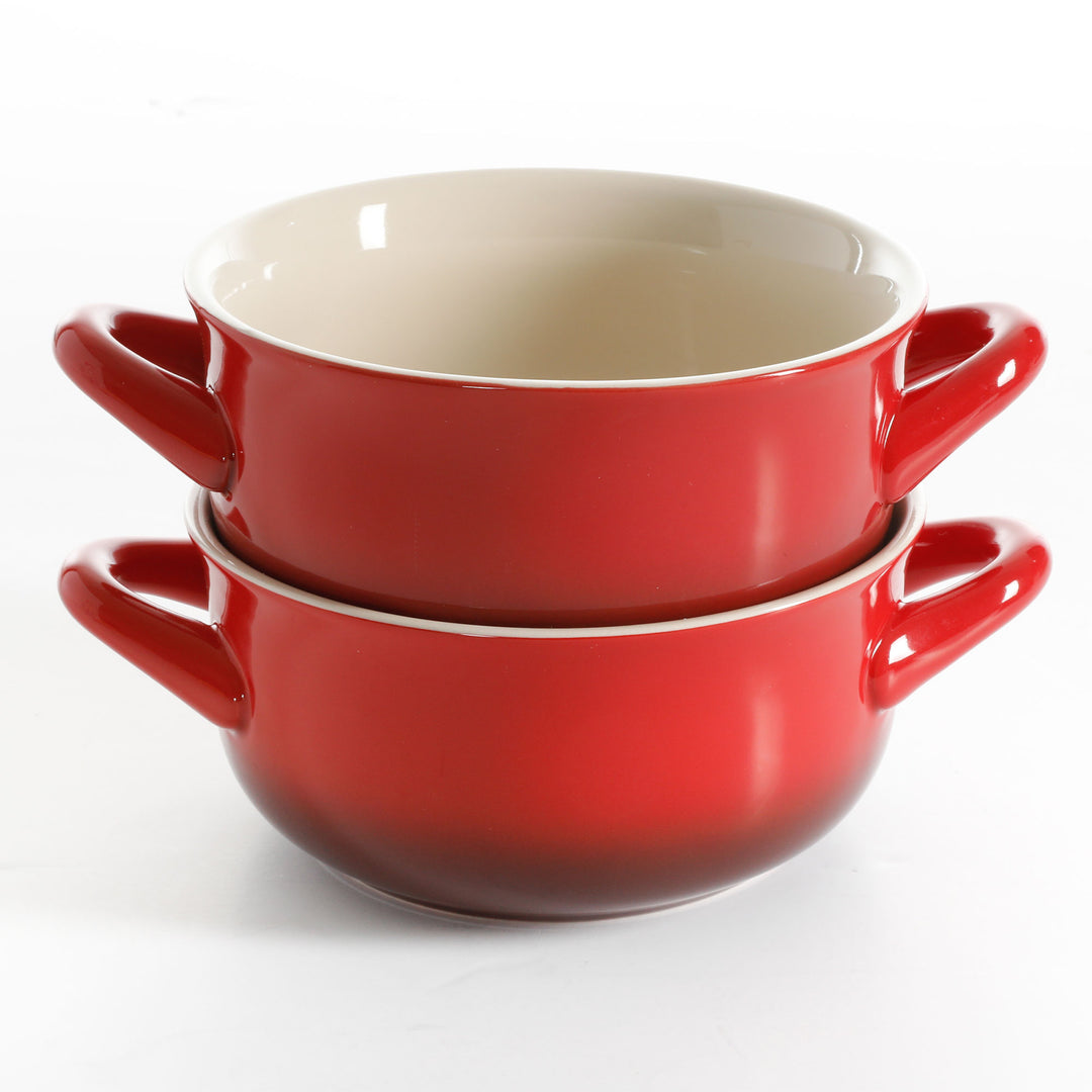 Crock-Pot 30oz Artisan Stoneware Soup Bowl w/ Handles, 2 Pack, Red Gradient