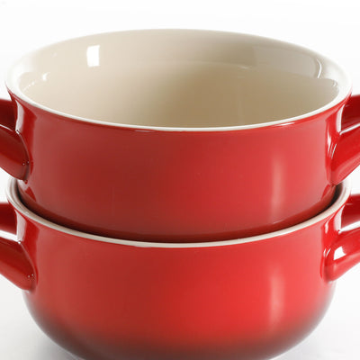 Crock-Pot 30oz Artisan Stoneware Soup Bowl w/ Handles, 2 Pack, Red Gradient - VMInnovations