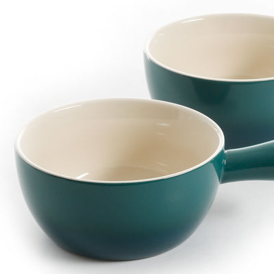 Crock-Pot 27oz Artisan Stoneware Soup Bowl w/ Handle, 2 Pack, Teal Gradient