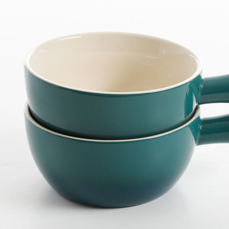 Crock-Pot 7 Quart Covered Dutch Oven, Teal & Gibson 27 Ounce Soup Bowl (2 Pack)