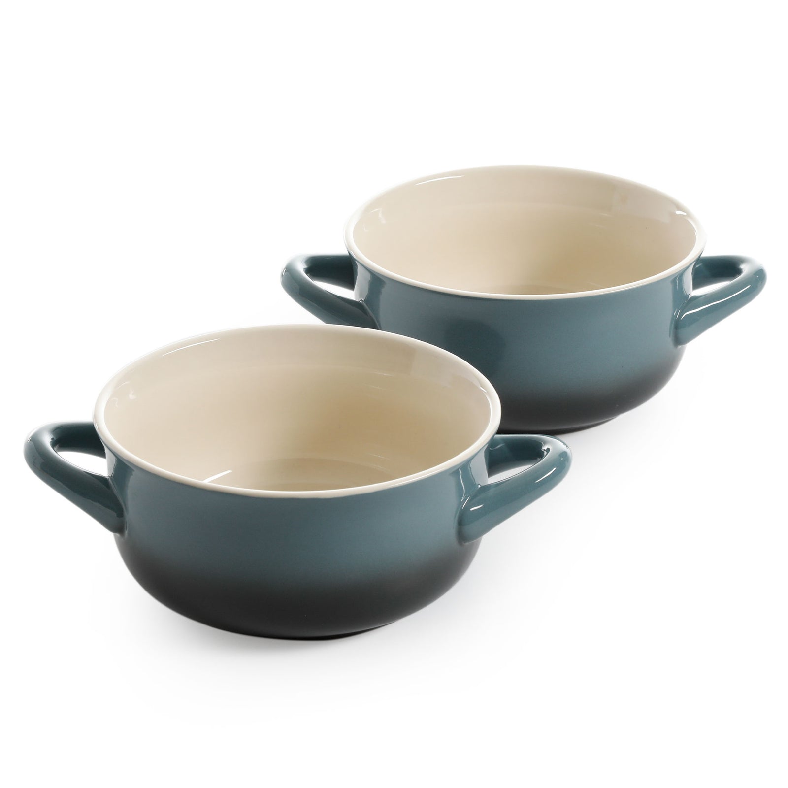 Crock-Pot 30oz Artisan Stoneware Soup Bowl w/ Handle, 2 Pack, Gray Gradient - VMInnovations