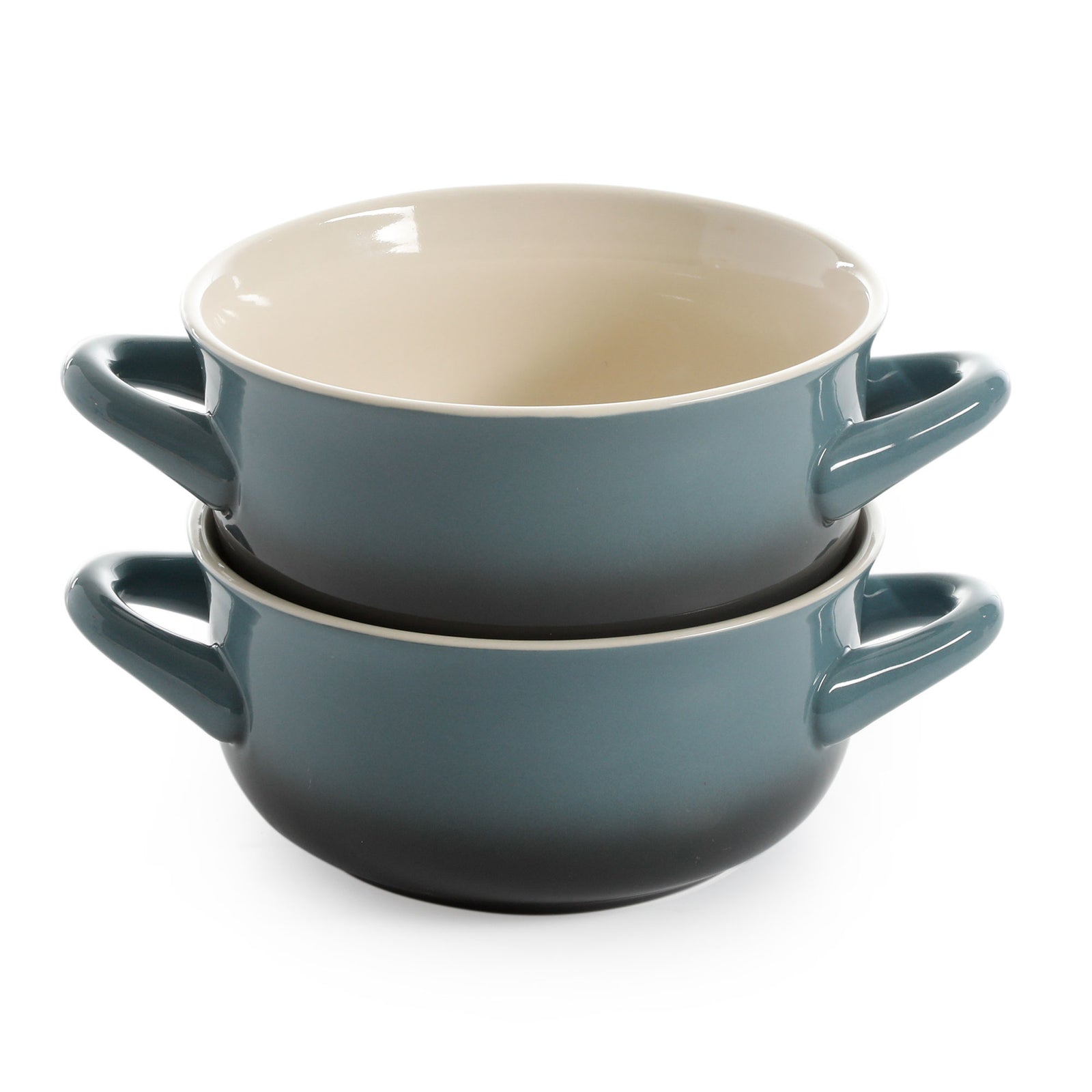 Crock-Pot 30oz Artisan Stoneware Soup Bowl w/ Handle, 2 Pack, Gray Gradient - VMInnovations