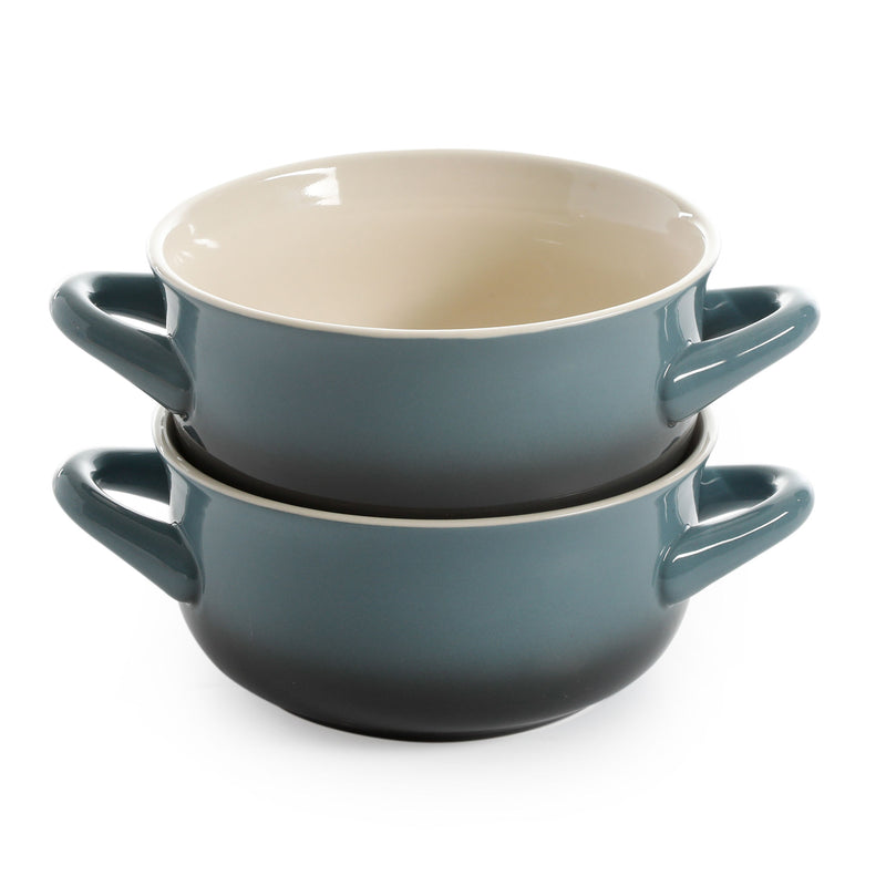 Crock-Pot 30oz Artisan Stoneware Soup Bowl w/ Handle, 2 Pack, Gray Gradient