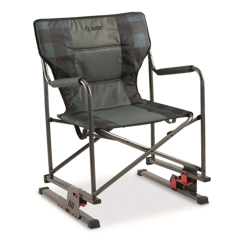 Guide Gear Oversized Bounce Folding Directors Camp Chair, Green and Black Plaid