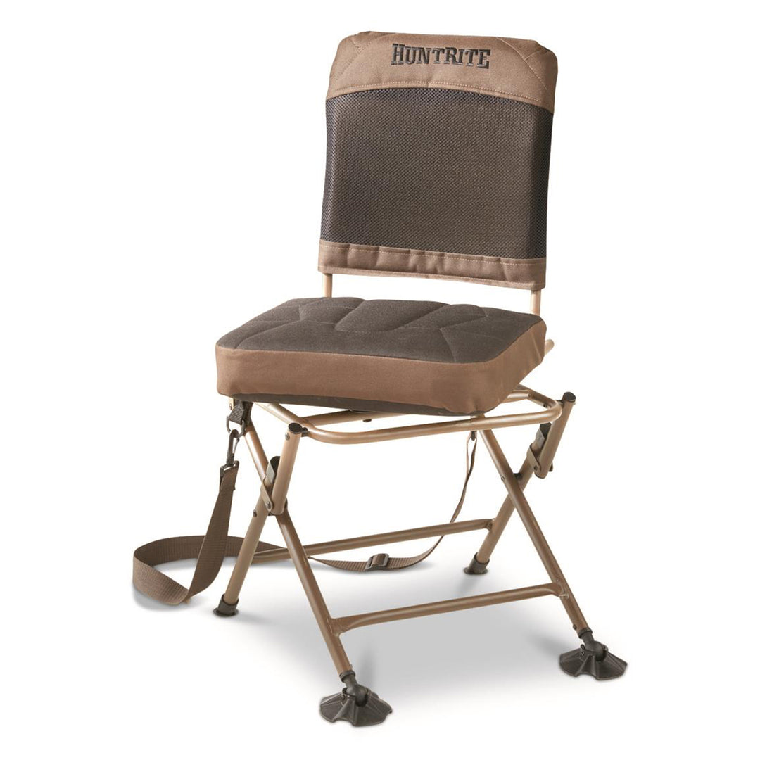 HuntRite Oversized Swivel Hunting Blind Chair with 300 Pound Capacity, Brown - VMInnovations