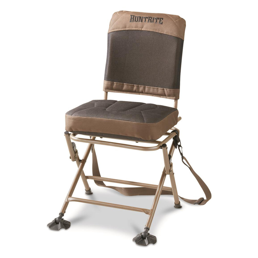 HuntRite Oversized Swivel Hunting Blind Chair with 300 Pound Capacity, Brown - VMInnovations