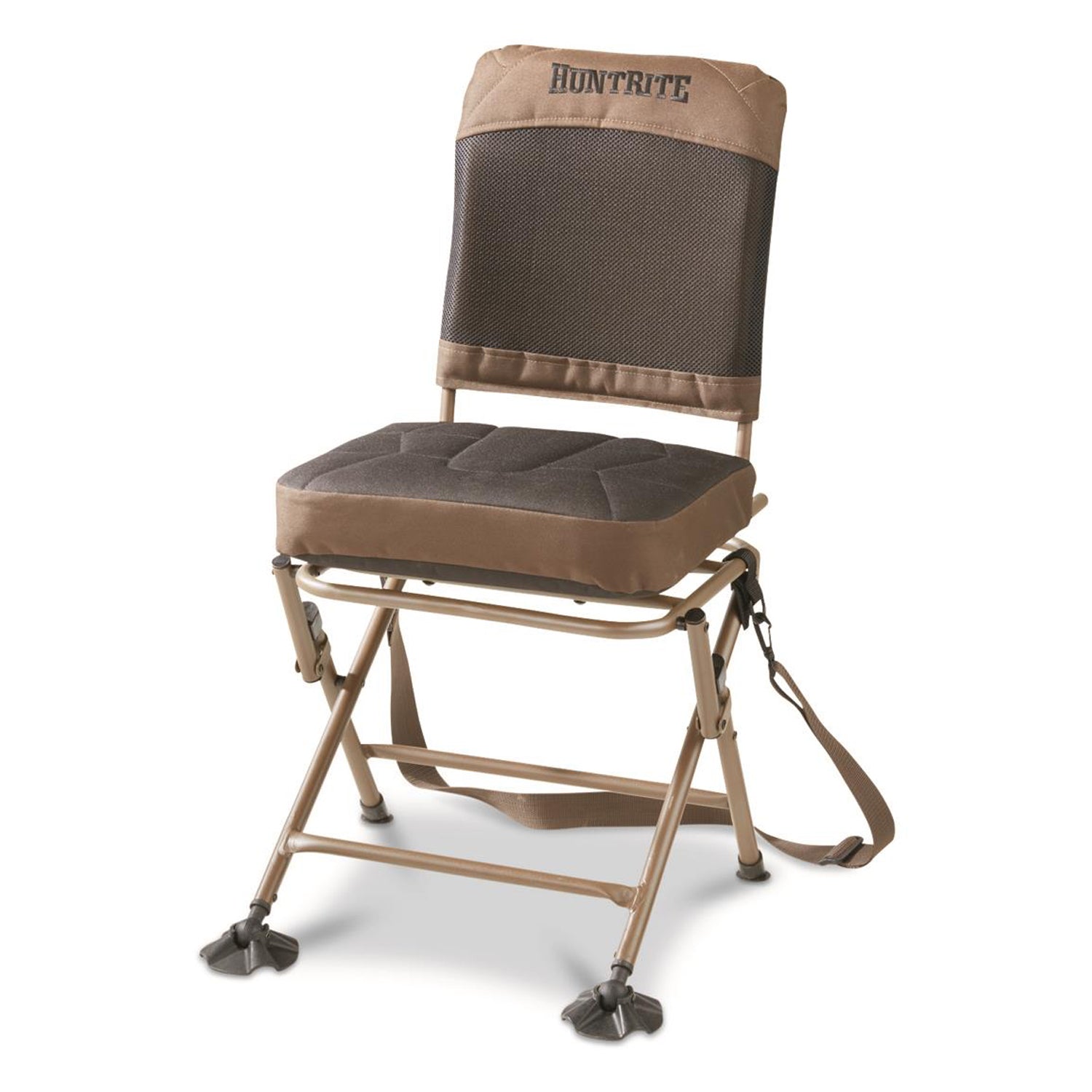 HuntRite Oversized Swivel Hunting Blind Chair with 300 Pound Capacity, Brown - VMInnovations