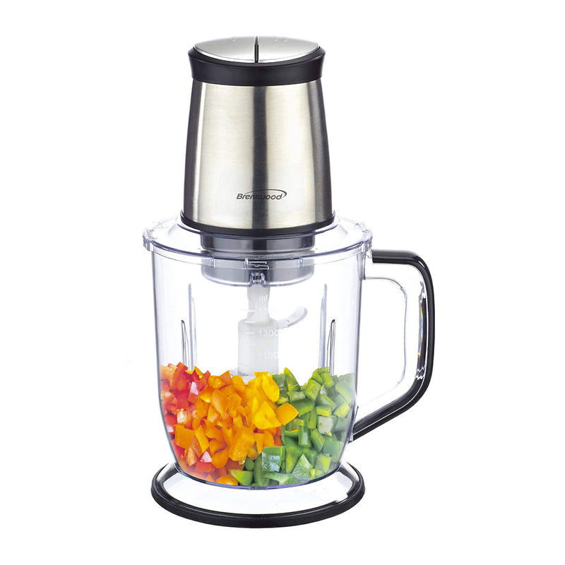 Brentwood FP-544S 6.5 Cup Kitchen Countertop Blender Chopper Processor, Silver