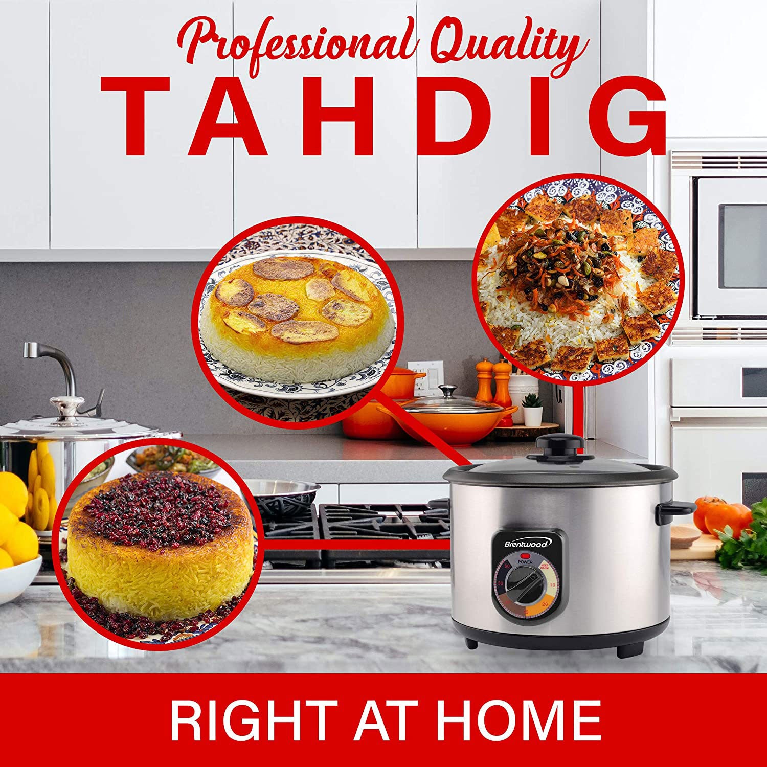 Brentwood TS-1216S Home Kitchen 8 Cup Crunchy Tahdig Persian Rice Cooker (Used) - VMInnovations