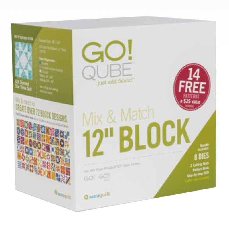 AccuQuilt GO! Qube 12 Inch Block with 8 Basic Cut Quilting Shapes (Open Box)