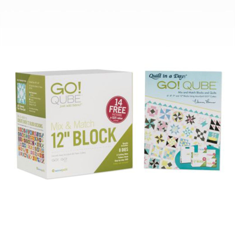 AccuQuilt GO! Qube 12 Inch Block with 8 Basic Cut Quilting Shapes (Open Box)