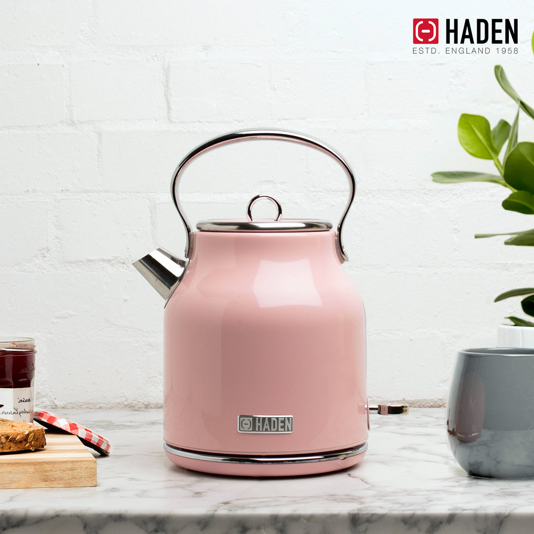 Haden Heritage 1.7 Liter Stainless Steel Body Electric Tea Kettle, Pink (Used)