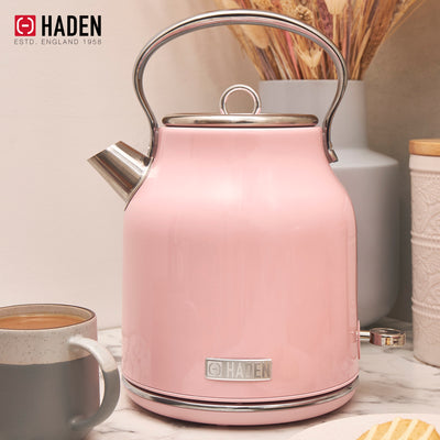 Haden Heritage 1.7 Liter Stainless Steel Body Electric Tea Kettle, Pink (Used) - VMInnovations