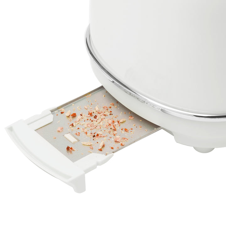 Heritage 2 Slice Wide Slot Stainless Steel Bread Toaster, White (Open Box)