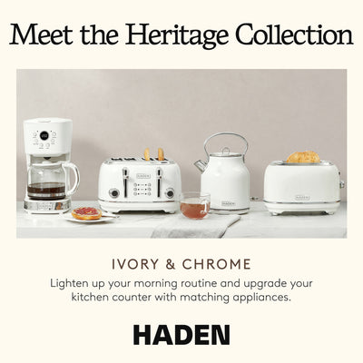 Haden Heritage 2 Slice Wide Slot Stainless Steel Bread Toaster, White (Used)