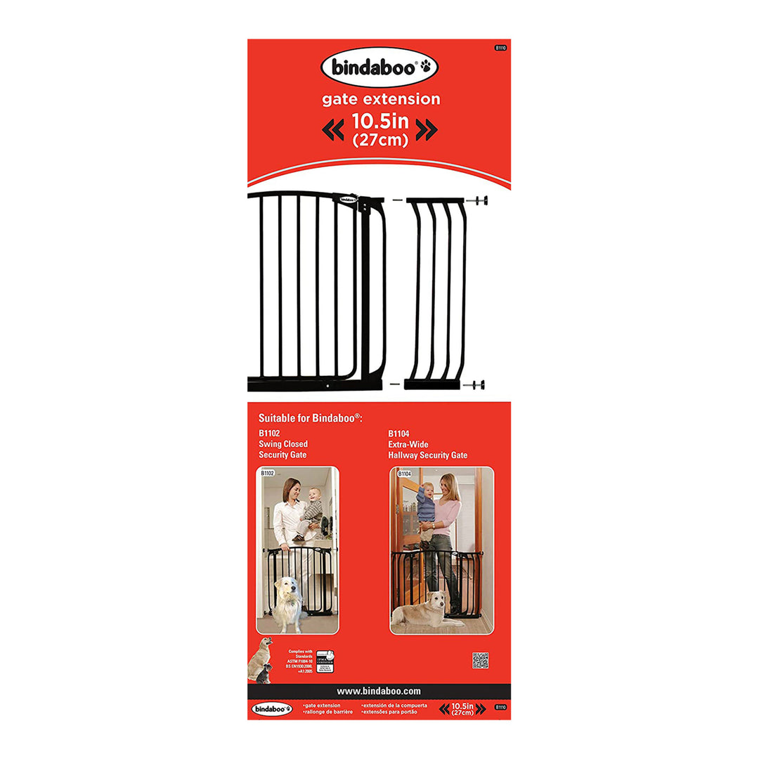 Bindaboo Pet Safety Gate 10.5" Steel Gate Extension, Black, Set of 1 (Open Box)