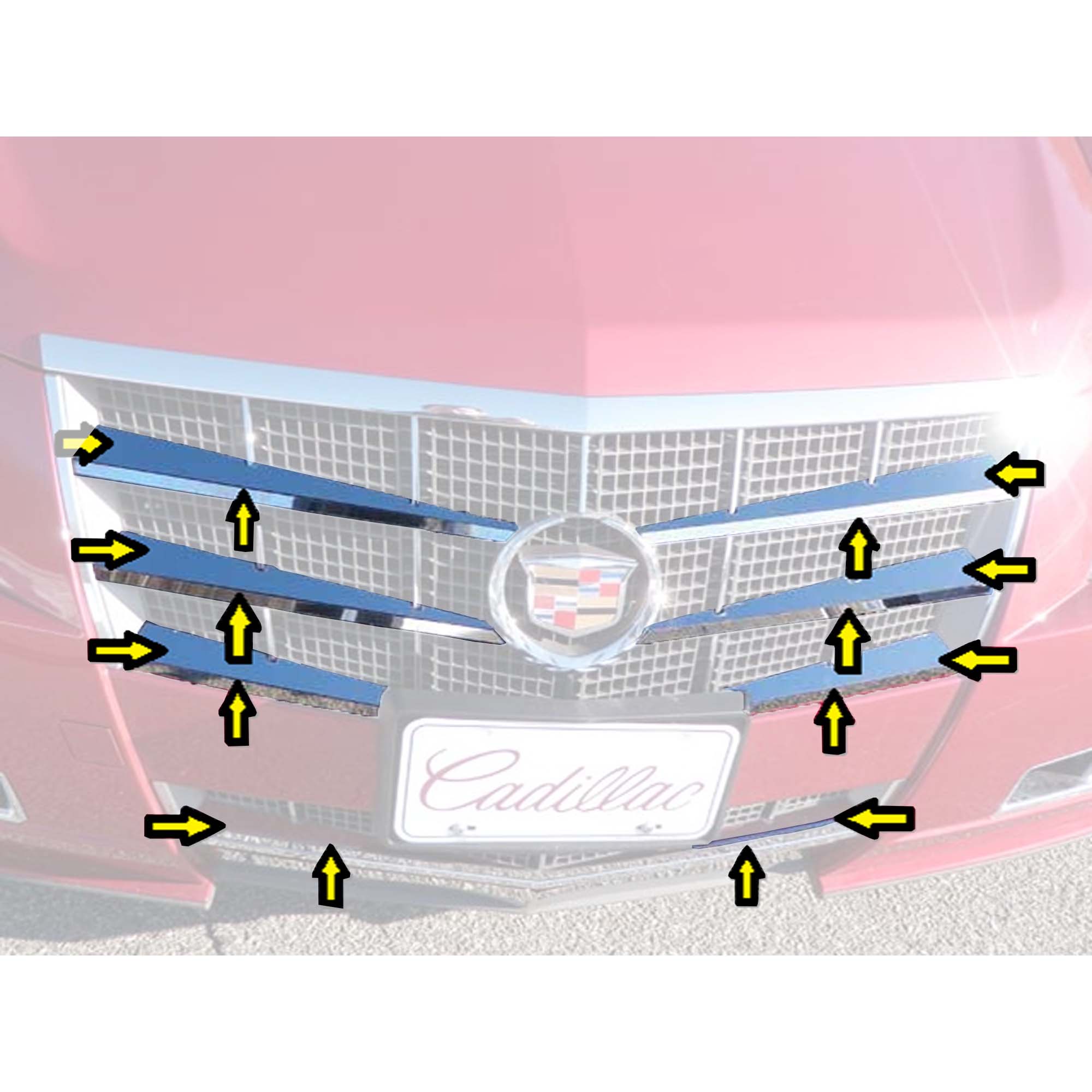 QAA 16 Pc Chrome Steel Front Grille Trim for Cadillac Coupe/Sport Wagon (Used) - VMInnovations