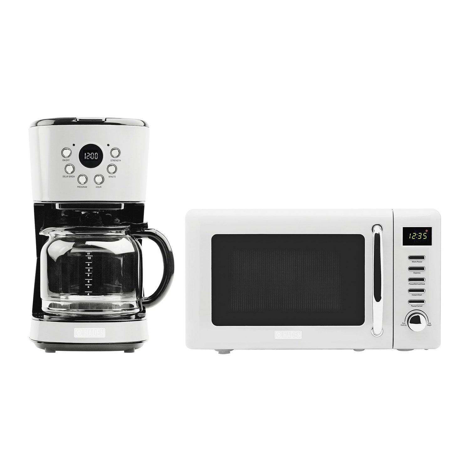 Haden Heritage 12 Cup Programmable Coffee Maker with Countertop Microwave, Ivory - VMInnovations