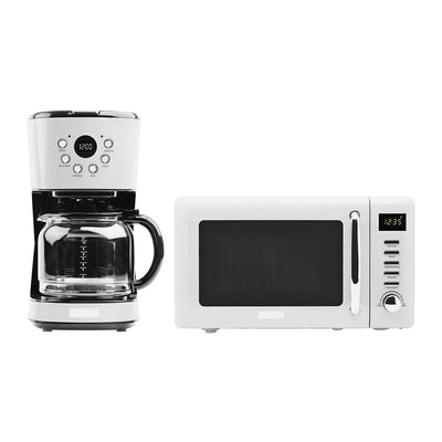 Haden Heritage 12 Cup Programmable Coffee Maker with Countertop Microwave, Ivory - VMInnovations