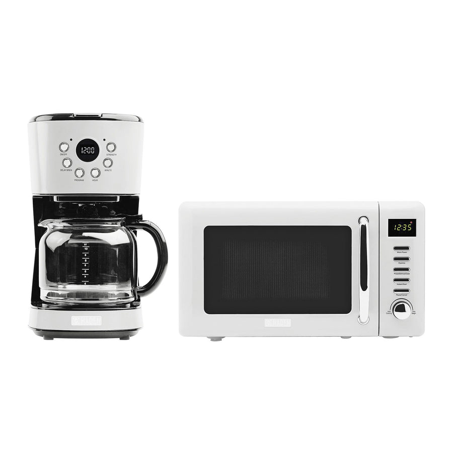 Haden Heritage 12 Cup Programmable Coffee Maker with Countertop Microwave, Ivory - VMInnovations