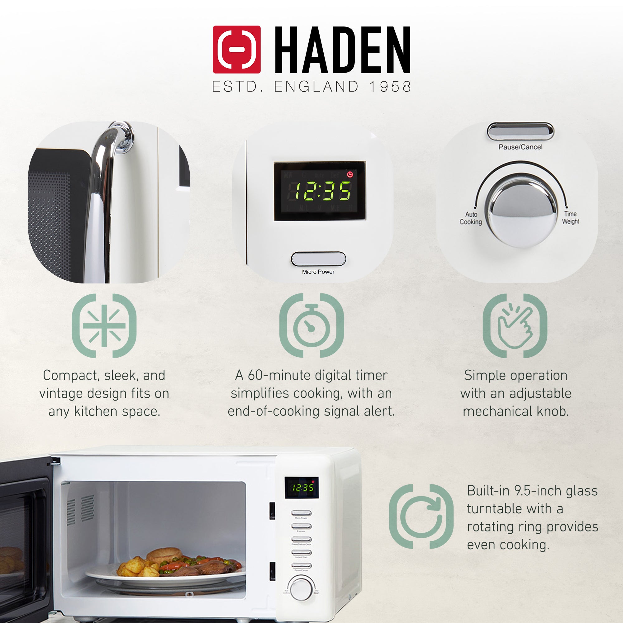 Haden Heritage 12 Cup Programmable Coffee Maker with Countertop Microwave, Ivory - VMInnovations