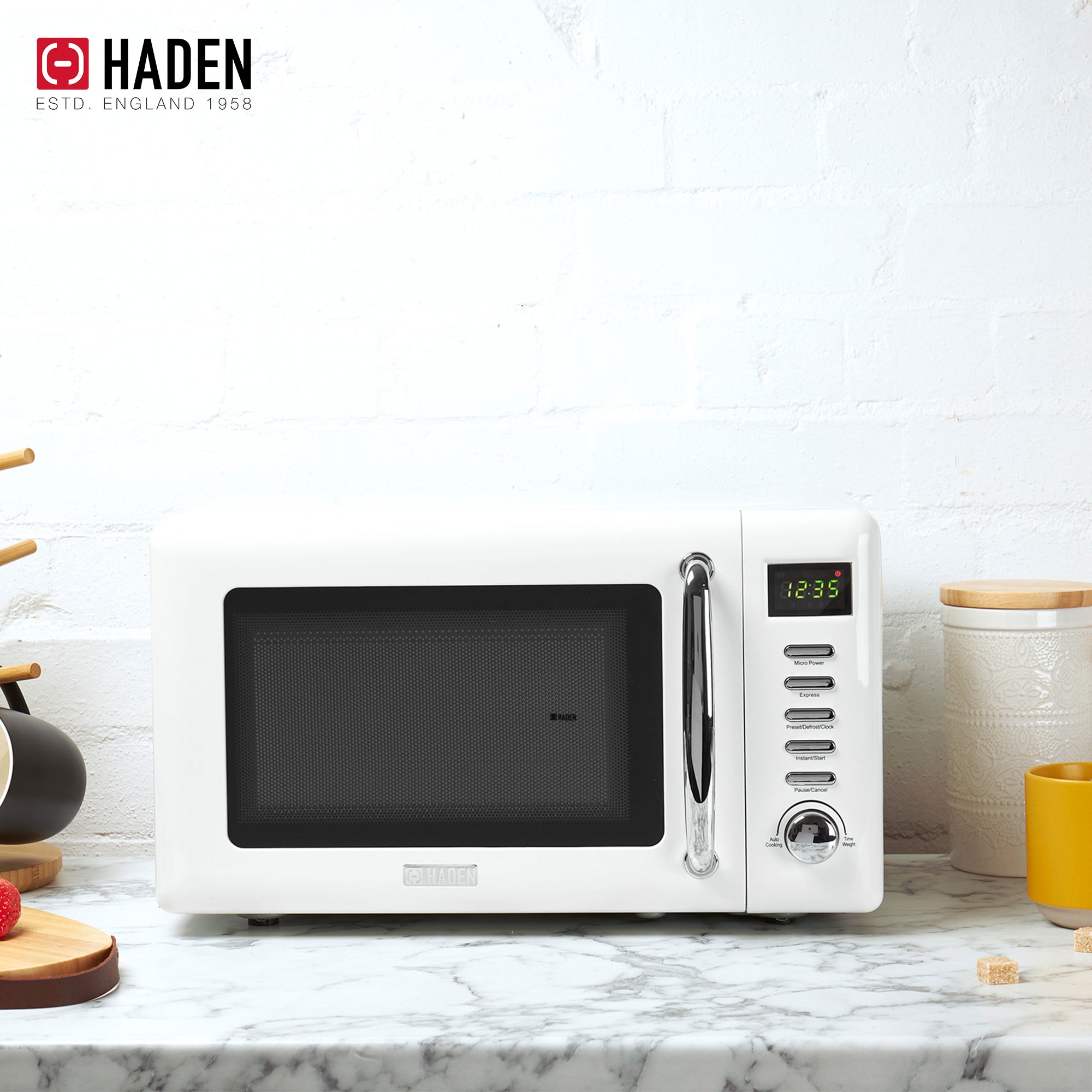 Haden Heritage 12 Cup Programmable Coffee Maker with Countertop Microwave, Ivory - VMInnovations