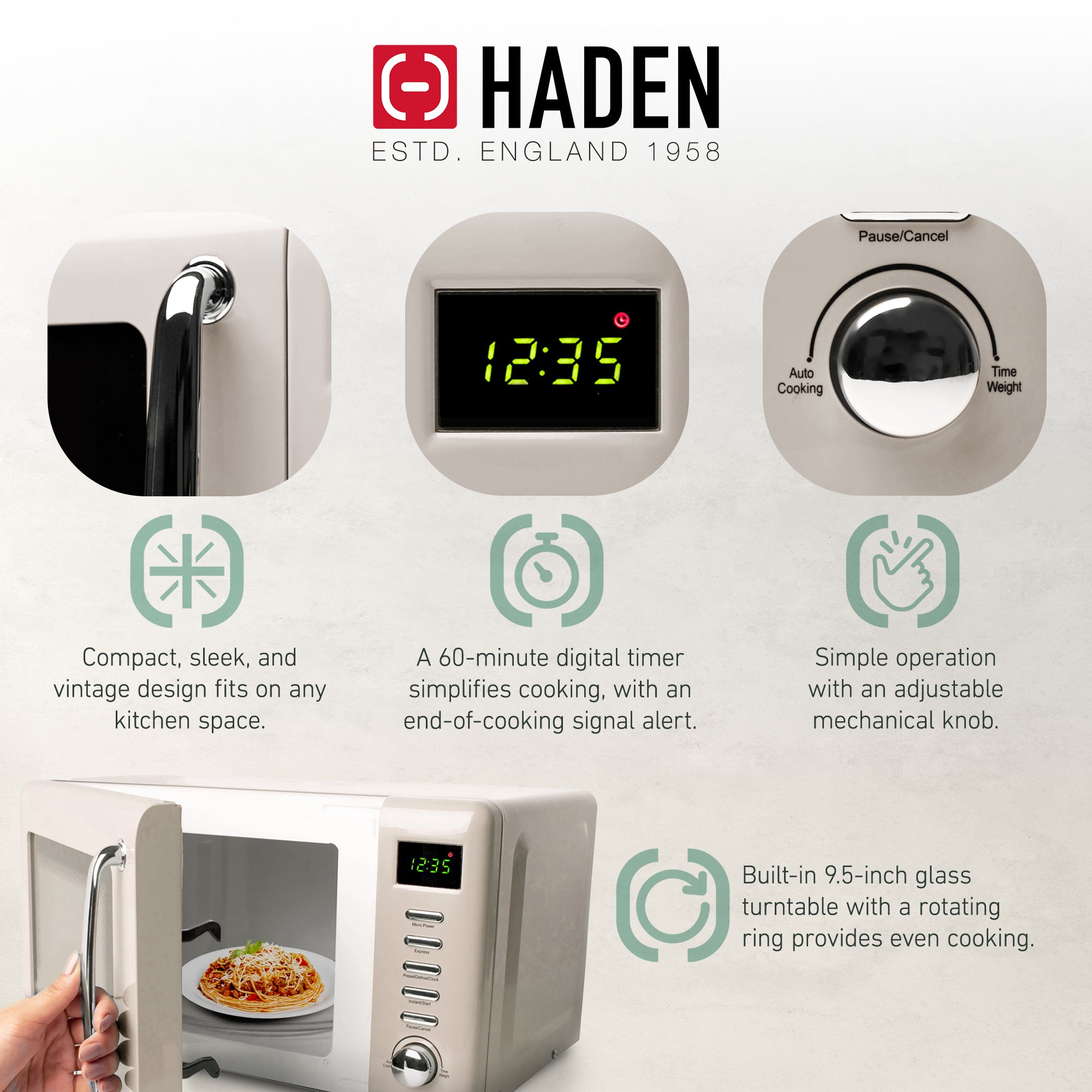 Haden Dorset 12 Cup Programmable Coffee Maker with Countertop Microwave, Putty - VMInnovations