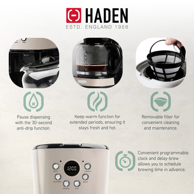 Haden Dorset 12 Cup Programmable Coffee Maker with Countertop Microwave, Putty - VMInnovations