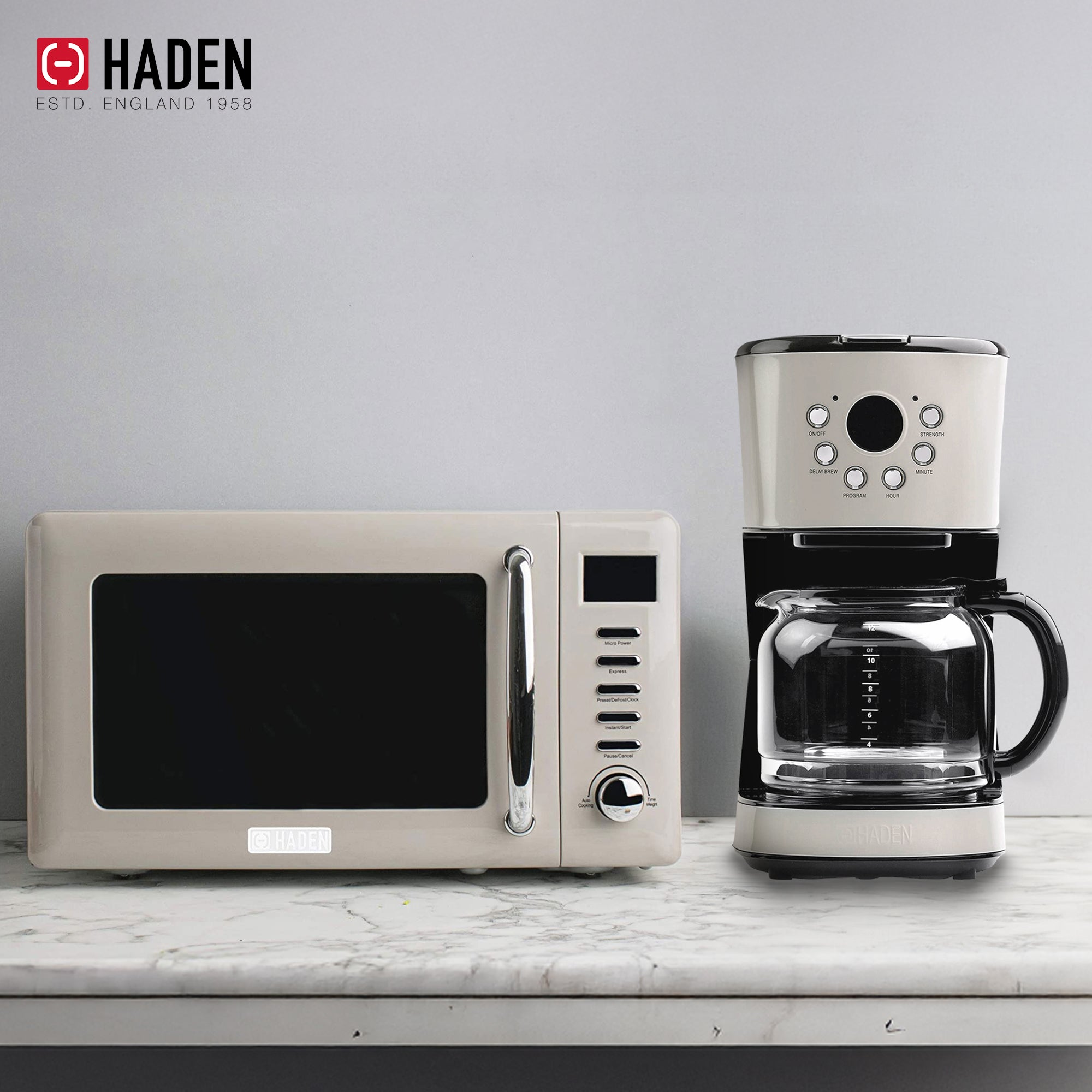Haden Dorset 12 Cup Programmable Coffee Maker with Countertop Microwave, Putty - VMInnovations