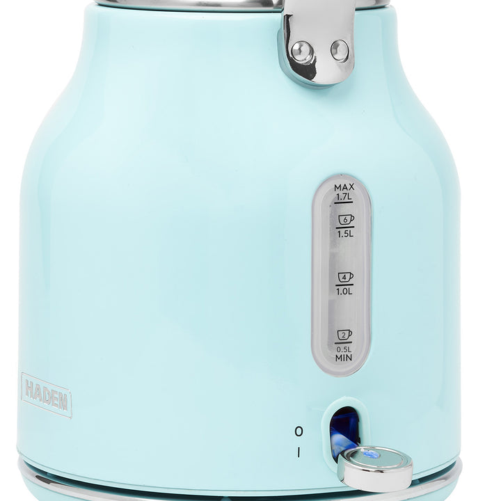 Haden Heritage 1.7 Liter Stainless Steel Electric Kettle with Toaster, Turquoise