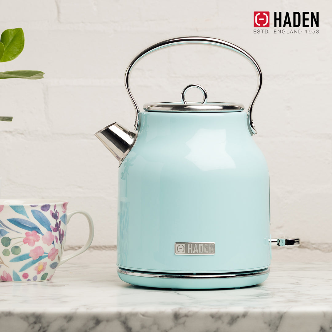 Haden Heritage 1.7 Liter Stainless Steel Electric Kettle with Toaster, Turquoise