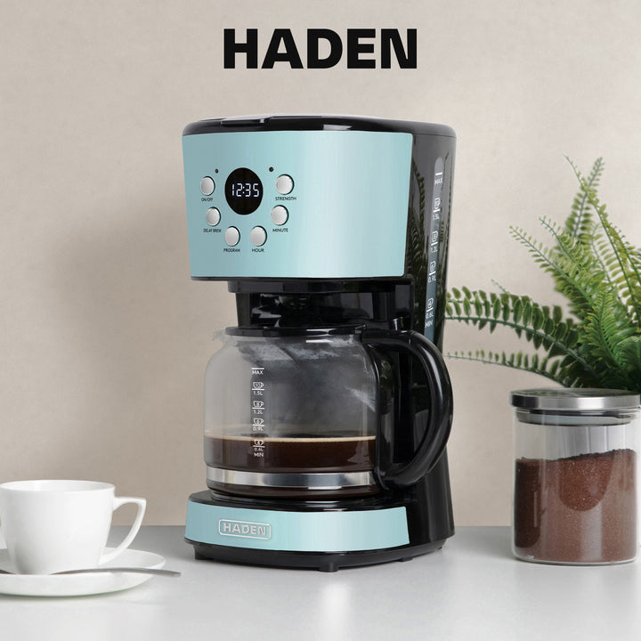 Haden Heritage 12 Cup Programmable Coffee Maker with 2 Slice Toaster, Turquoise