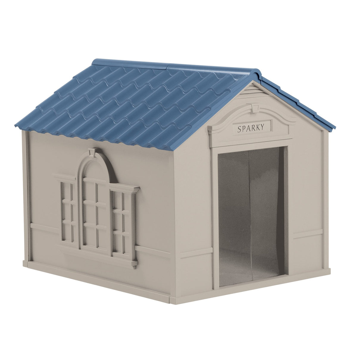 Suncast Deluxe Durable Resin Construction Personalized Large Dog House- Open Box