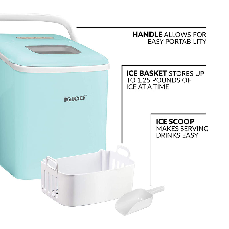 Igloo Self Cleaning Portable Electric Countertop Ice Maker, Aqua (For Parts)