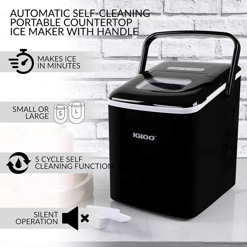 Igloo Portable Ice Maker Machine, 26 Pound Per Day Capacity, Black (Open Box)
