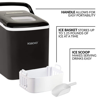 Igloo Portable Countertop Ice Maker, 26 Pound Capacity, Black (For Parts)