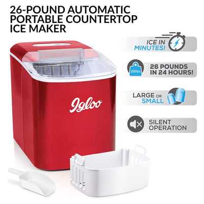 Igloo Portable Countertop Ice Maker Machine, 26 Pound Per Day Capacity (Used)