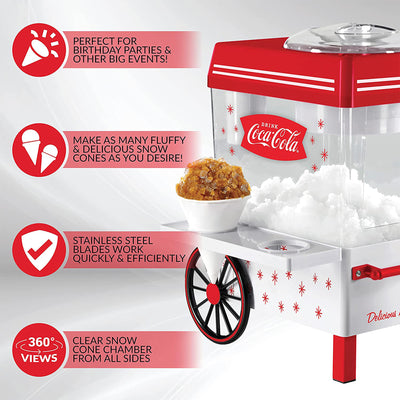 Nostalgia Coca-Cola 20oz Countertop Snow Cone Maker Machine (Open Box) - VMInnovations