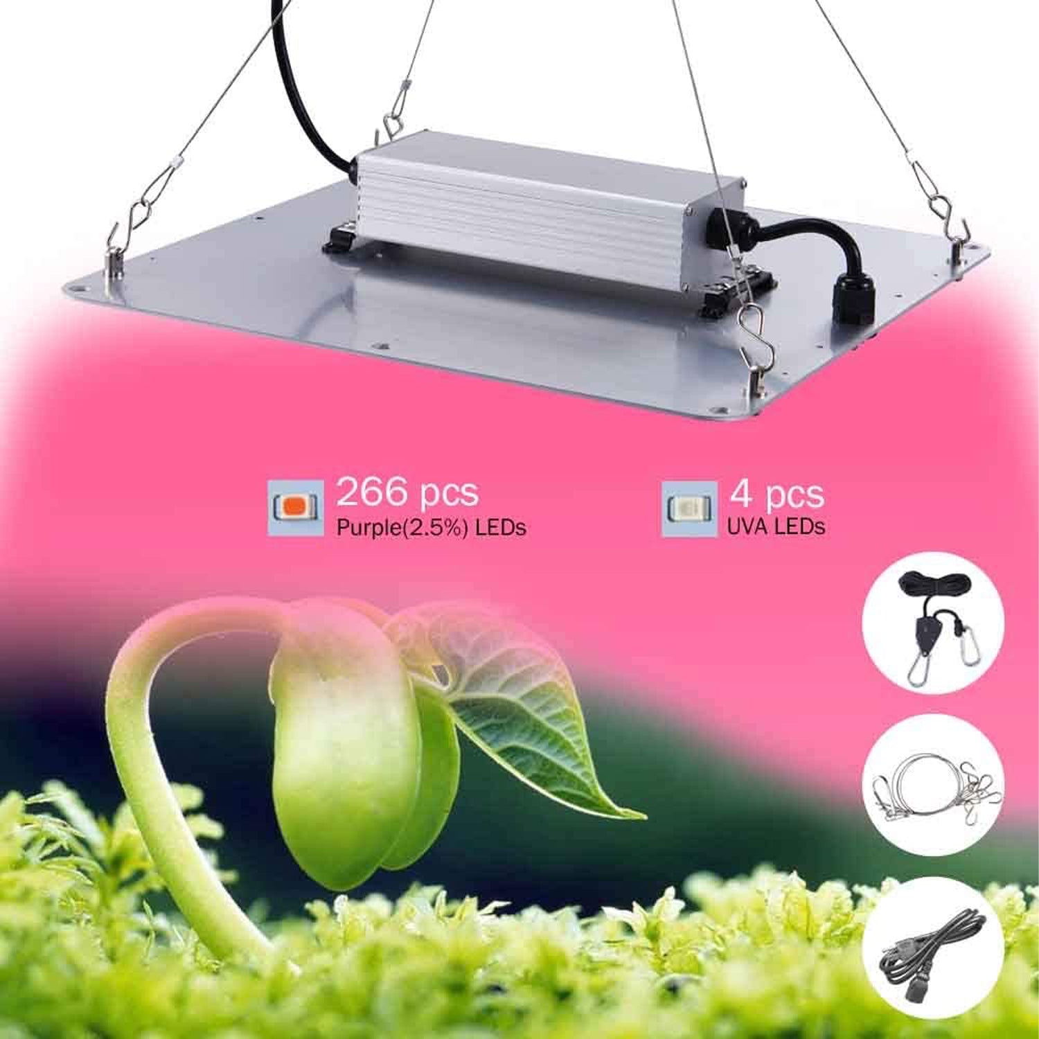 Carambola 2x2 Foot LED Far Red Spectrum Hydroponics Grow Light (Open Box)