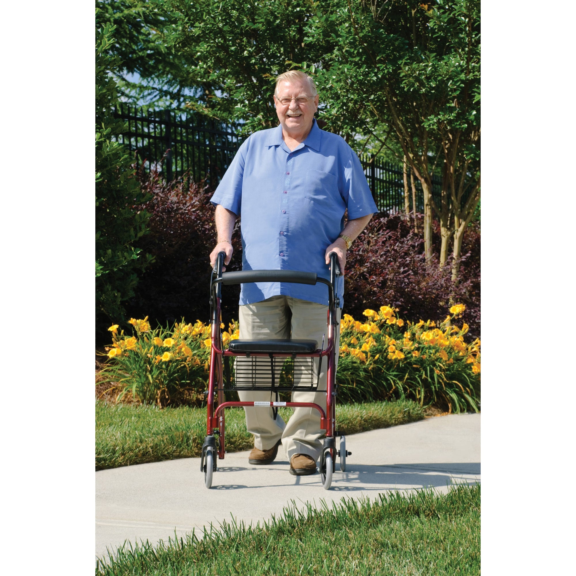 Graham Field Lumex Lite Rollator with Seat and 6 Inch Wheels, Aqua (Open Box) - VMInnovations