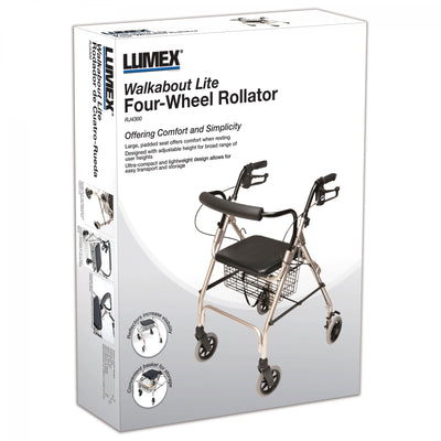 Graham Field Lumex Walkabout Lite Rollator with Seat & 6 Inch Wheels, Royal Blue