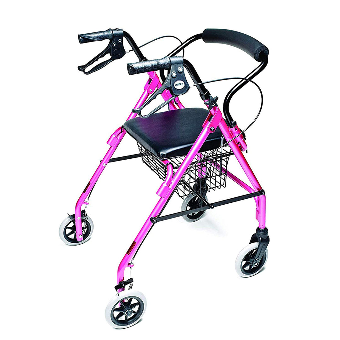 Graham Field Lumex Walkabout Lite Rollator with Seat and 6 Inch Wheels, Pink