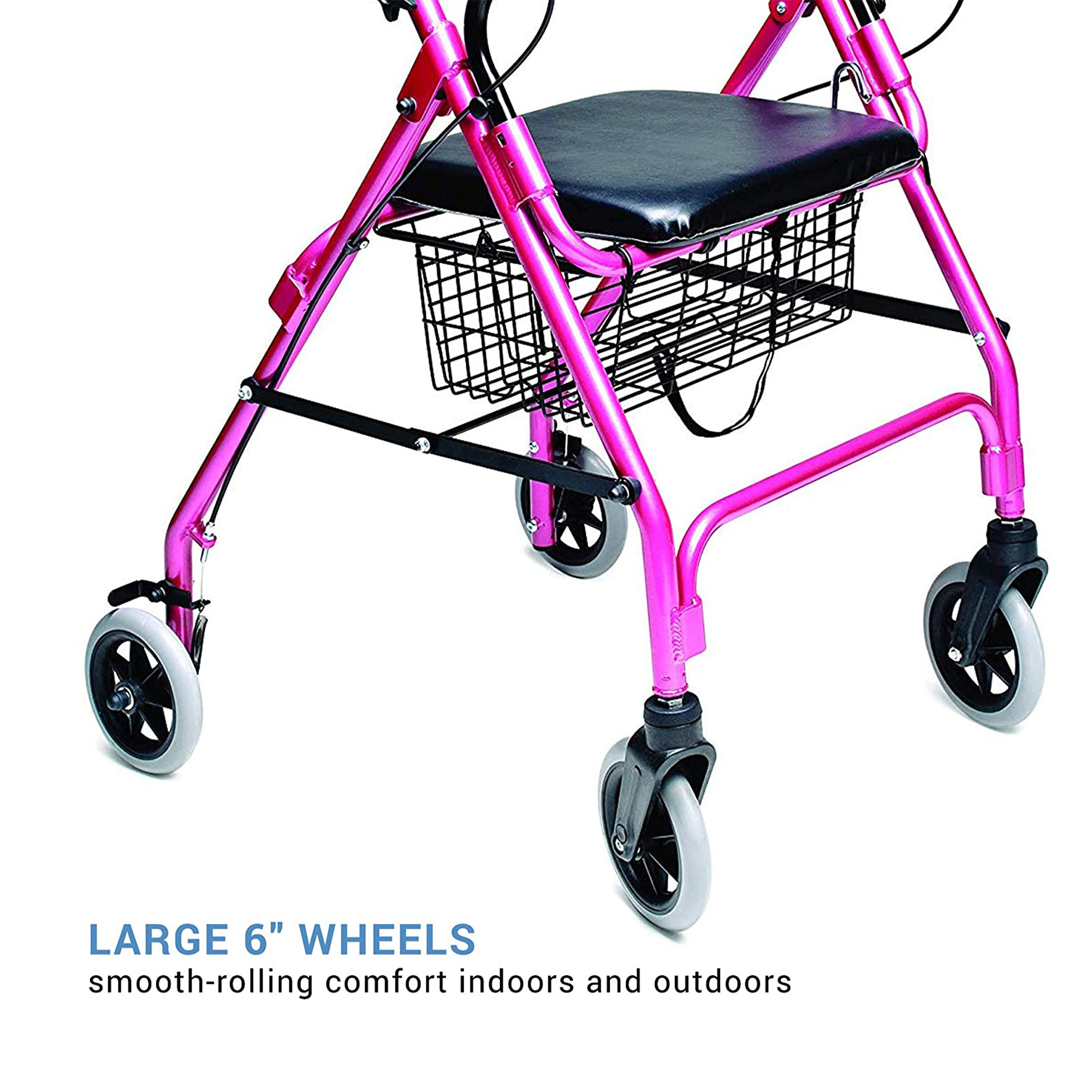 Graham Field Lumex Walkabout Lite Rollator with Seat and 6 Inch Wheels, Pink - VMInnovations